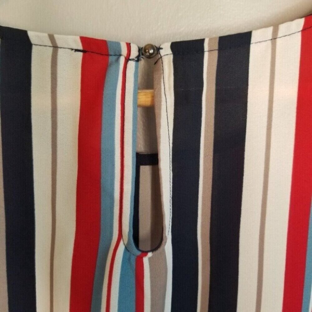 W5 Anthropologie Red White Blue Tan Striped Blouse Women's Size Small - Picture 10 of 12